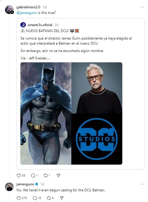 DC Universe’s Latest Batman Casting Rumors Debunked By James Gunn