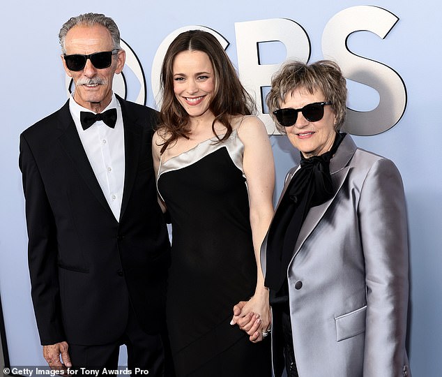 Rachel McAdams in Sheer Black Gown at Red Carpet with Parents