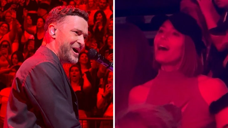 Jessica Biel Supports Justin Timberlake at Madison Square Garden Concert