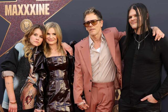 Kevin Bacon and Kyra Sedgwick attend ‘MaXXXine’ premiere with kids Sosie and Travis