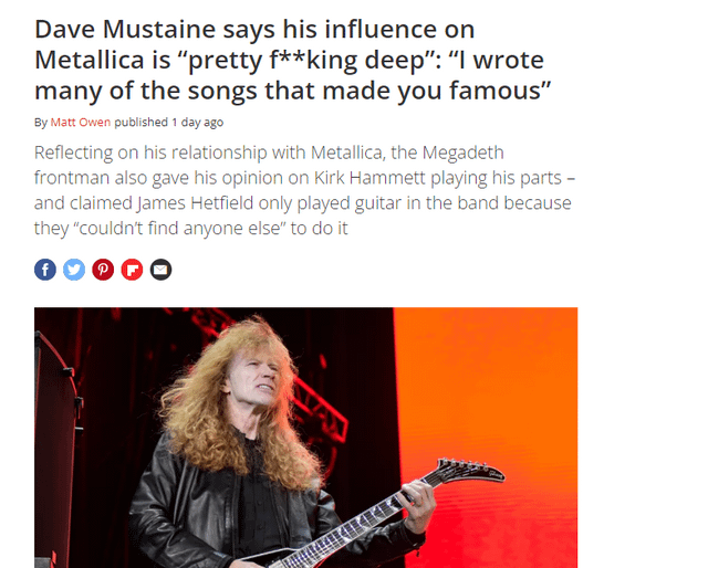 Megadeth’s Dave Mustaine says nothing makes him feel as good as thrash metal not a drug not a drink not a person not a thing
