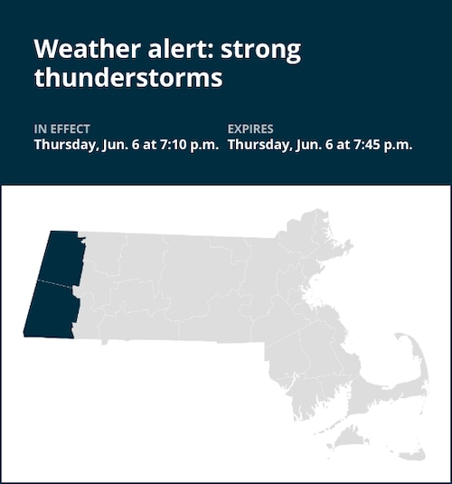 Strong thunderstorms expected in Berkshire County Thursday evening